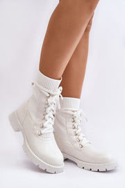 Eco-Leather Laced Platform White Boots