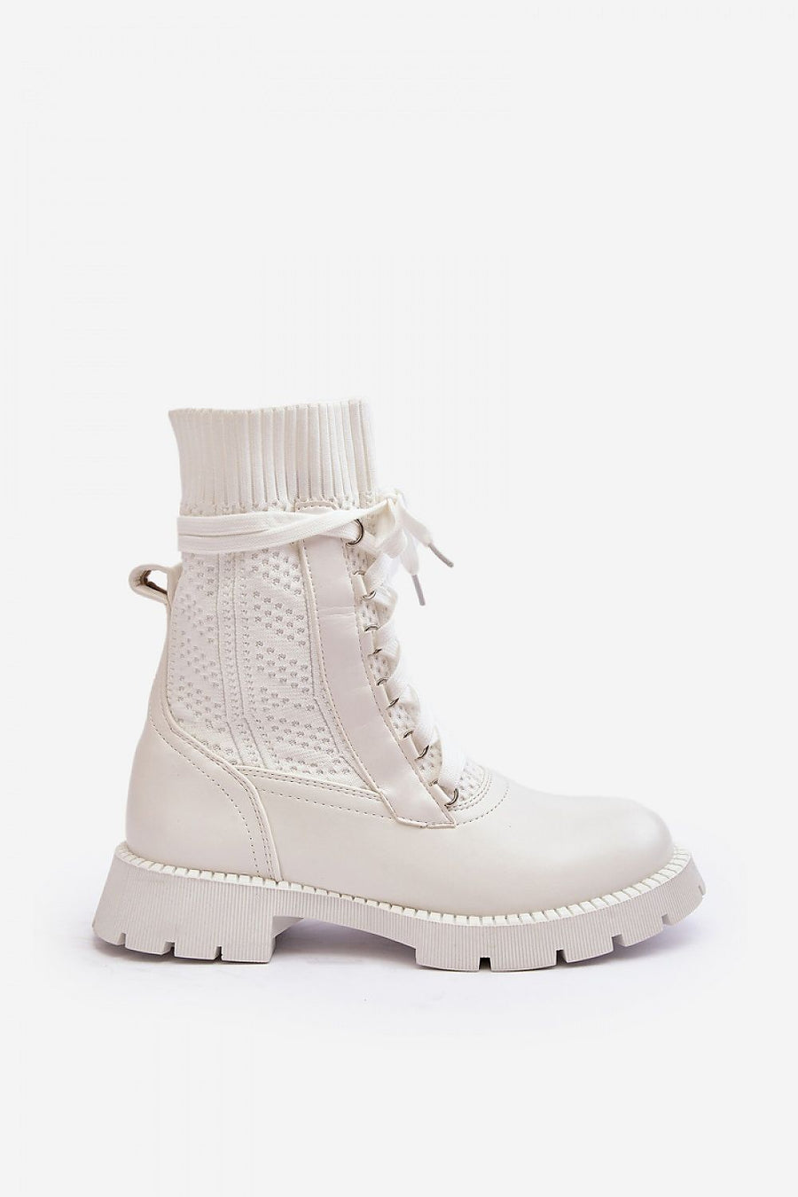 Eco-Leather Laced Platform White Boots