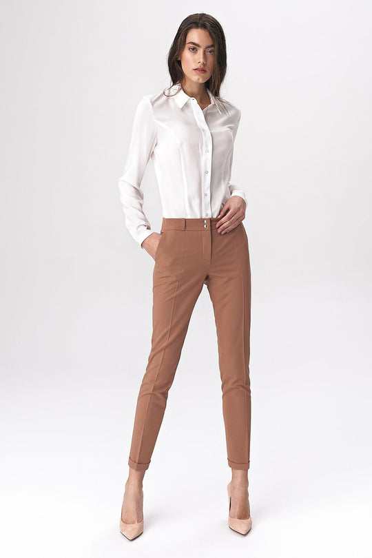 Nife Caramel Press Stud Pants