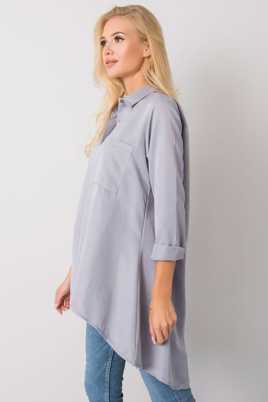 Moda Button Down Long Tail Leisure Top