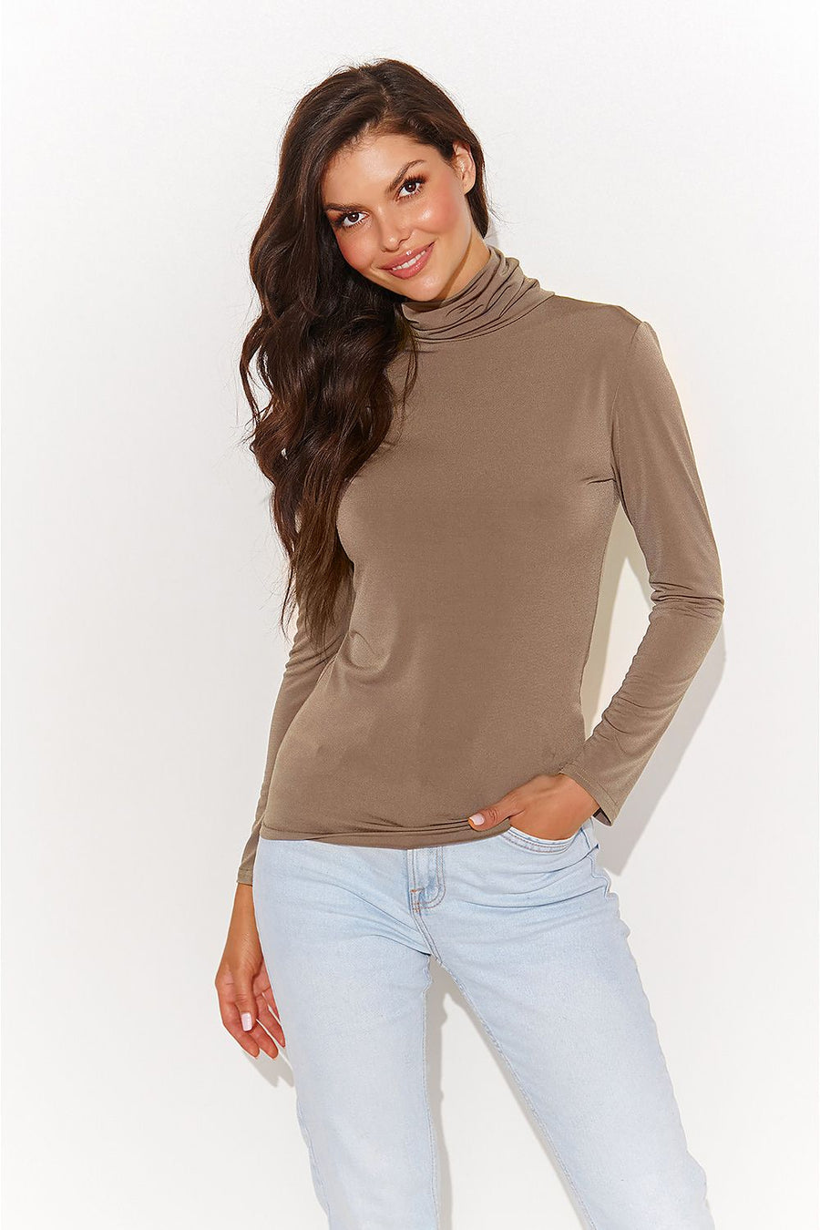 Casual Turtleneck Long Sleeve Gold Tinsel Top