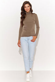 Casual Turtleneck Long Sleeve Gold Tinsel Top