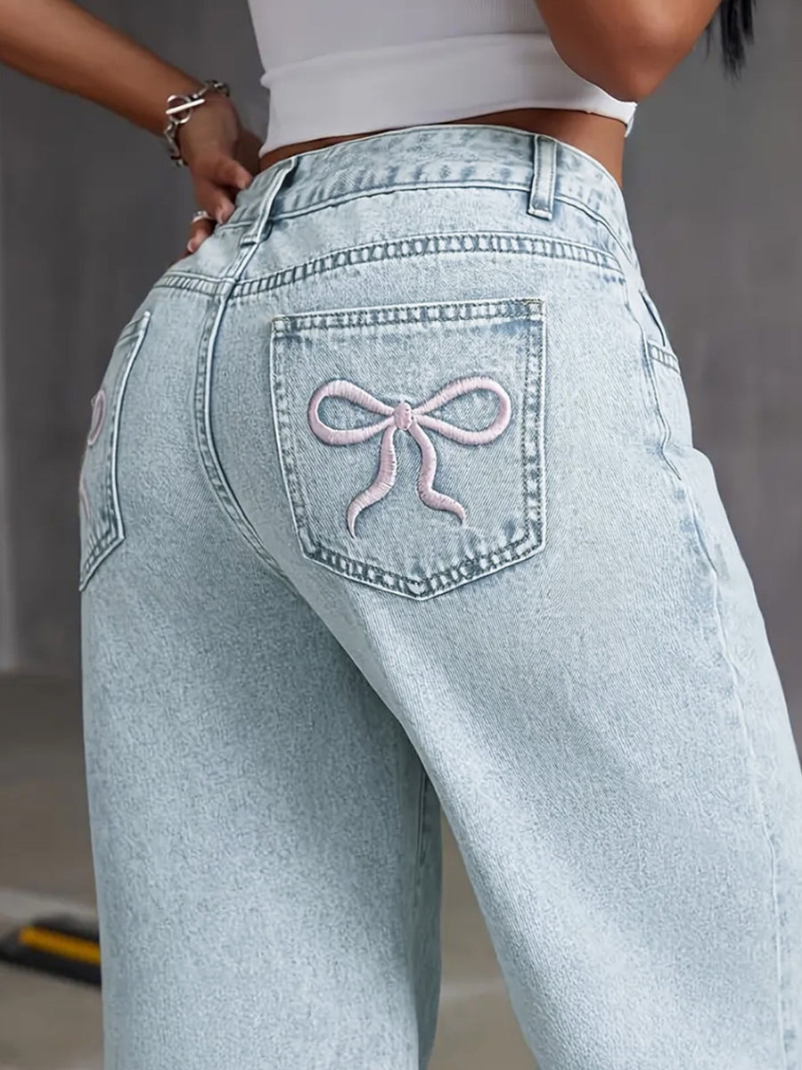 Bow Back Wide Leg Jeans