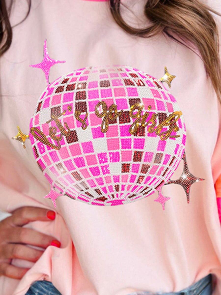 Disco Ball Round Neck Half Sleeve T-Shirt