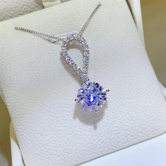 5 Carat Moissanite Sterling Silver Teardrop Necklace