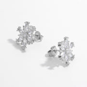 Sterling Silver Zircon Snowflake Earrings