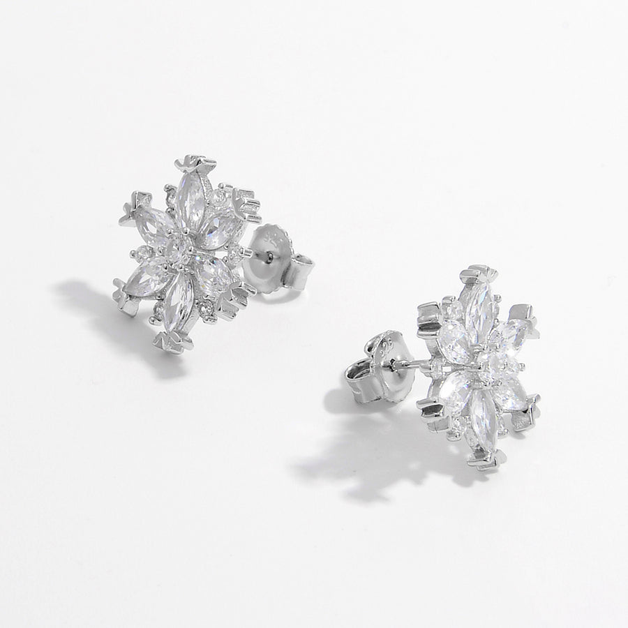 Sterling Silver Zircon Snowflake Earrings