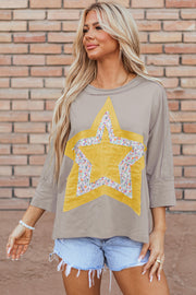 Star Applique Round Neck T-Shirt