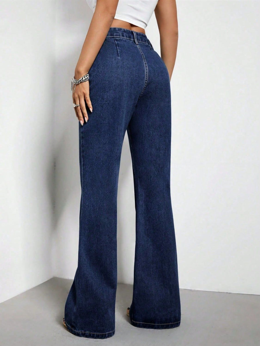 Pocketed High Waist Bootcut Jeans