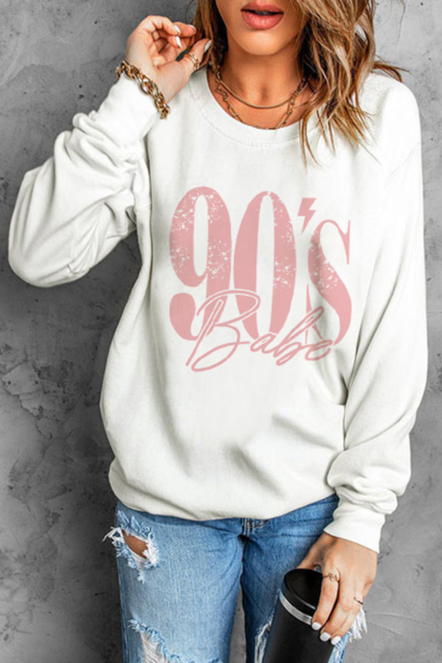 90's Babe Graphic Dropped Shoulder Sweatshirt - SIR SAVE ALOT