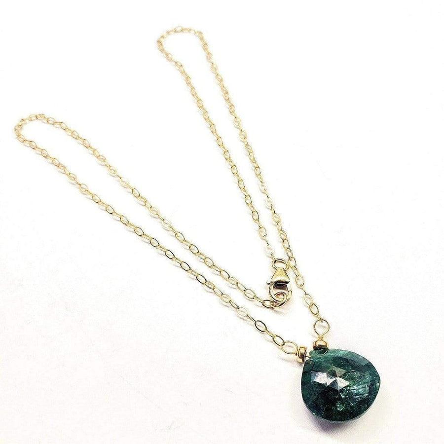 14 KT Gold Filled Emerald Pear Drop Necklace - SIR SAVE ALOT