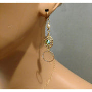 14 KT Gold Filled Green Crystal Open Circle Earrings - SIR SAVE ALOT