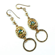 14 KT Gold Filled Green Crystal Open Circle Earrings - SIR SAVE ALOT