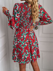 Printed Puff Sleeve Smocked Dress - SIR SAVE ALOT