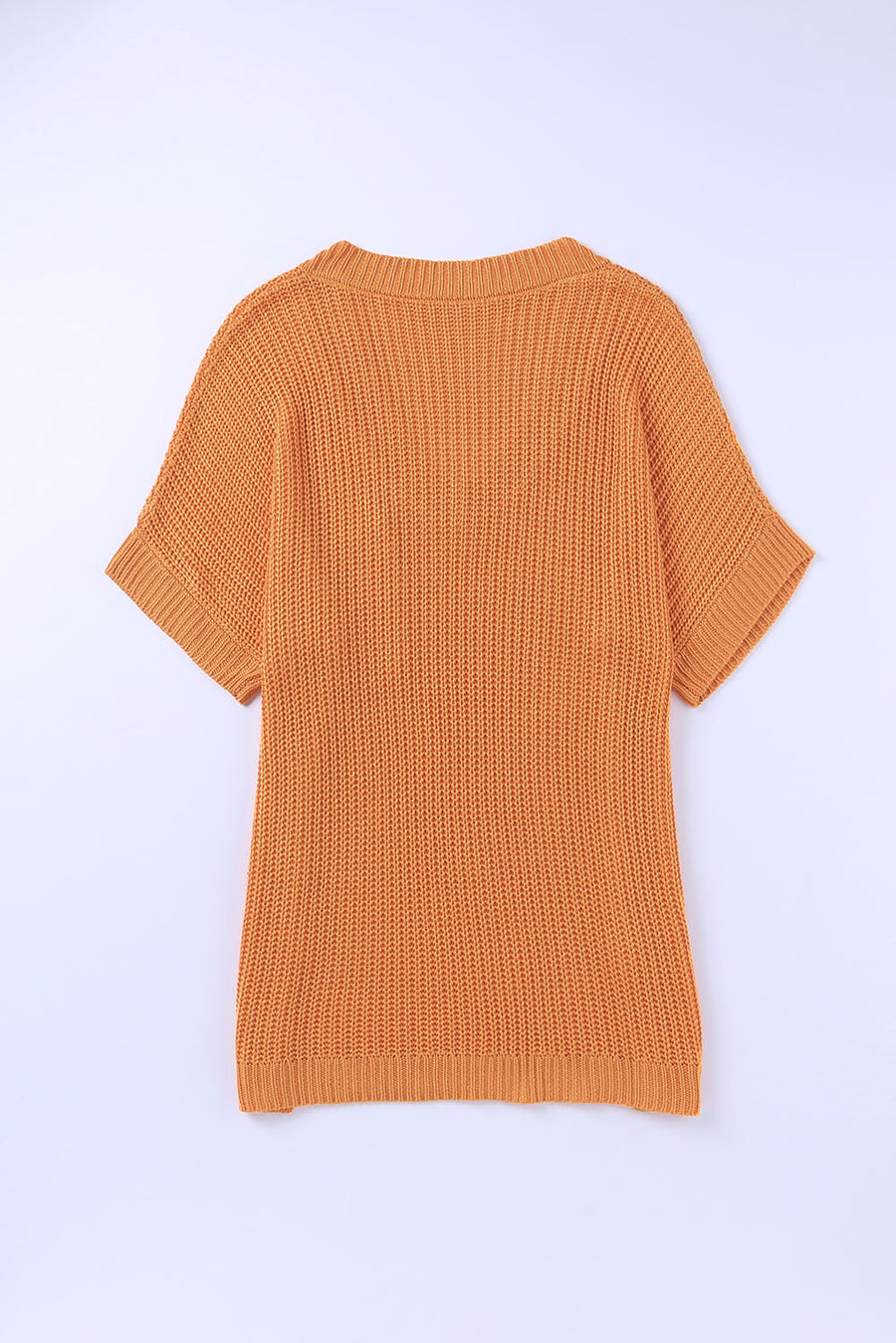 Side Slit V-Neck Short Sleeve Sweater - SIR SAVE ALOT