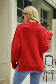 Lip Graphic Slit Dropped Shoulder Sweater - SIR SAVE ALOT