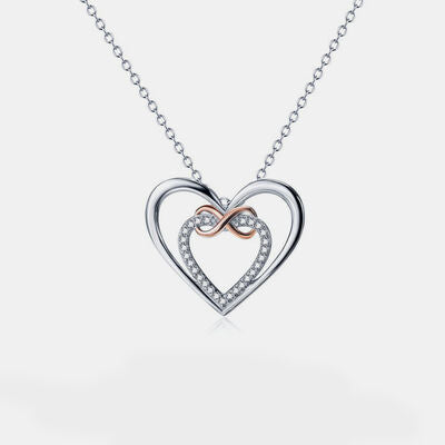 Heart Shape Inlaid Zircon Sterling Silver Necklace