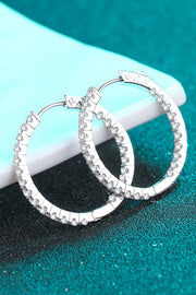 Moissanite Rhodium-Plated Hoop Earrings - SIR SAVE ALOT