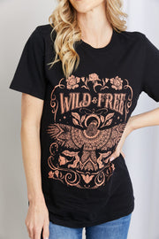 Full Size Wild Free Graphic Round Neck Tee