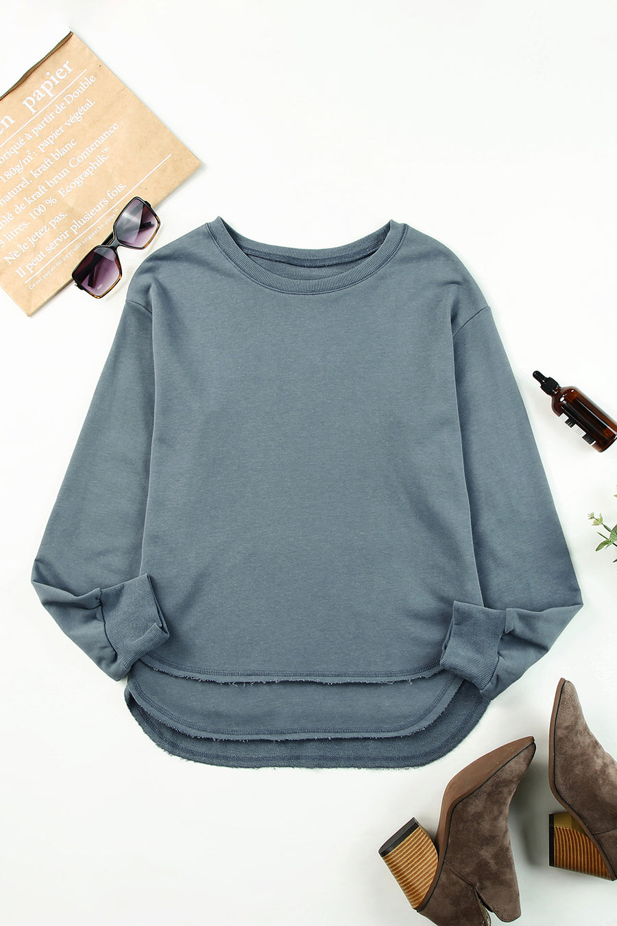 Side Slit Drop Shoulder Sweatshirt - SIR SAVE ALOT