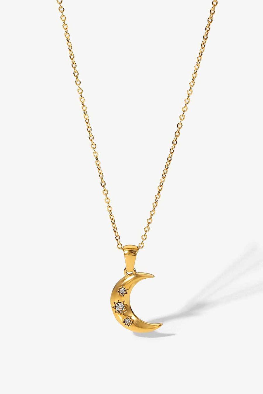 18K Gold Plated Inlaid Zircon Moon Pendant Necklace - SIR SAVE ALOT