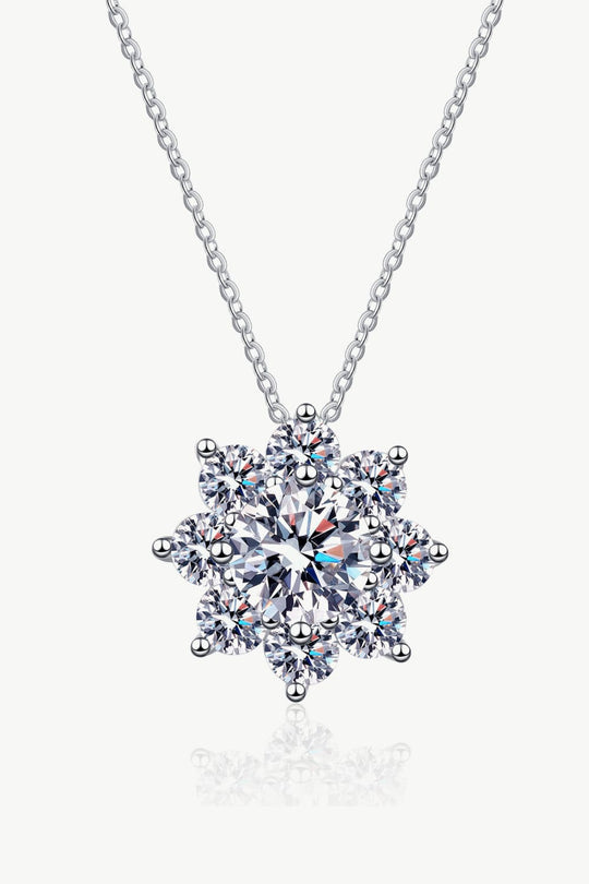 1 Carat Moissanite Floral-Shaped Pendant Necklace - SIR SAVE ALOT