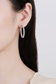 Moissanite Rhodium-Plated Hoop Earrings - SIR SAVE ALOT