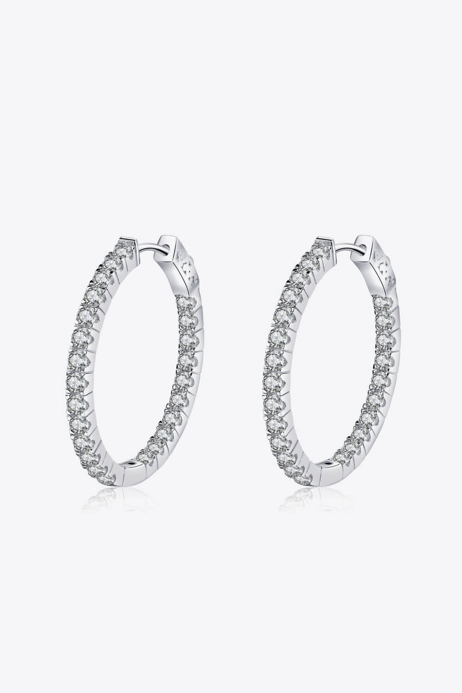 Moissanite Rhodium-Plated Hoop Earrings - SIR SAVE ALOT