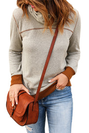 Contrast Cowl Neck Long Sleeve Top - SIR SAVE ALOT