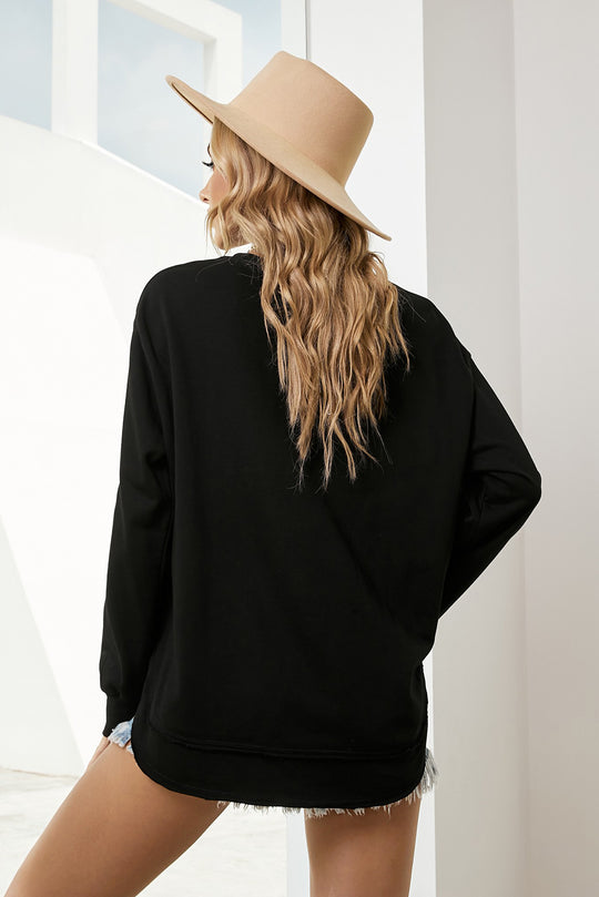 Side Slit Drop Shoulder Sweatshirt - SIR SAVE ALOT