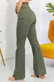 Zenana Clementine Full Size High-Rise Bootcut Jeans Olive