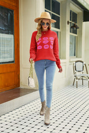 Lip Graphic Slit Dropped Shoulder Sweater - SIR SAVE ALOT