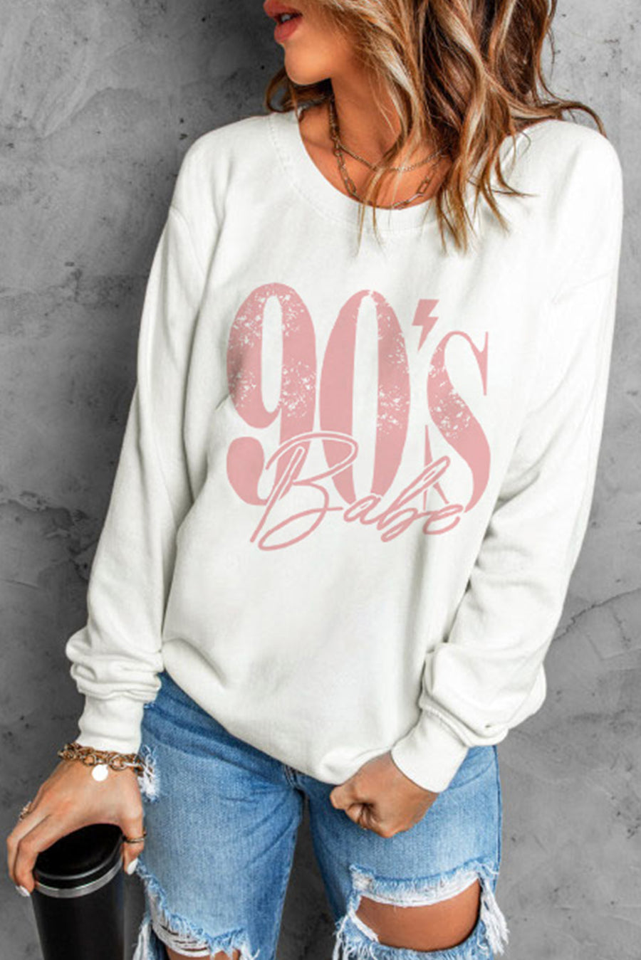 90's Babe Graphic Dropped Shoulder Sweatshirt - SIR SAVE ALOT