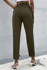 Tie Detail Belted Pants with Pockets - SIR SAVE ALOT