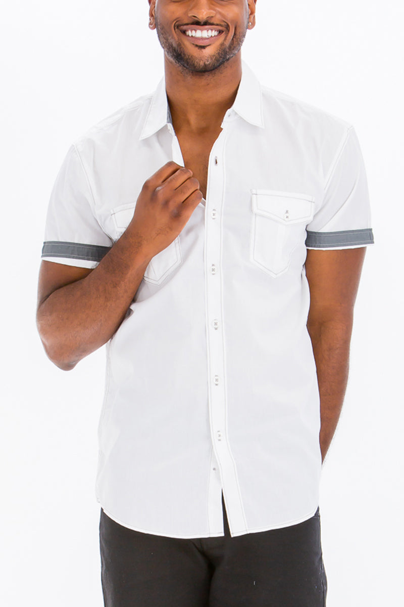 Outline Stitch Button Down Shirt - SIR SAVE ALOT