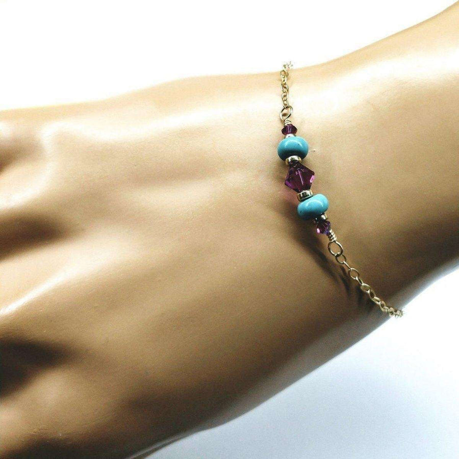 Gold Filled Pink Turquoise Gemstone Bracelet - SIR SAVE ALOT