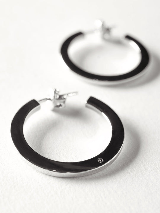 Flat Sterling Silver Hoop Earrings - SIR SAVE ALOT