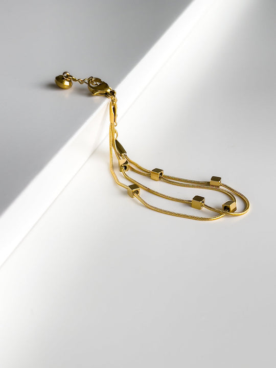 Double Layer Cube Snake Bone Chain Bracelets - SIR SAVE ALOT