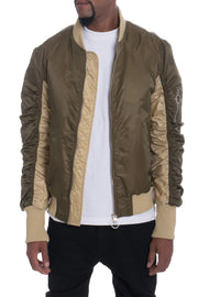 Two Tone Scrunched Sleeve Bomber Jacket - SIR SAVE ALOT