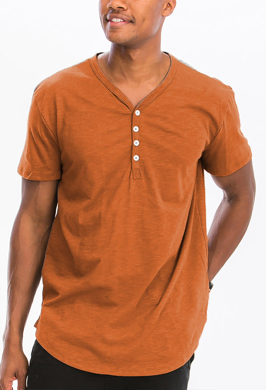 Scallop Four Button Short Sleeve Shirt - SIR SAVE ALOT