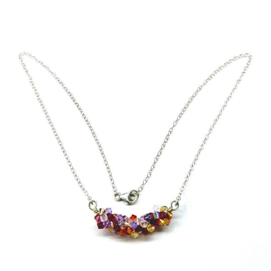 Silver Multi Color Spring Blossom Crystal Necklace - SIR SAVE ALOT