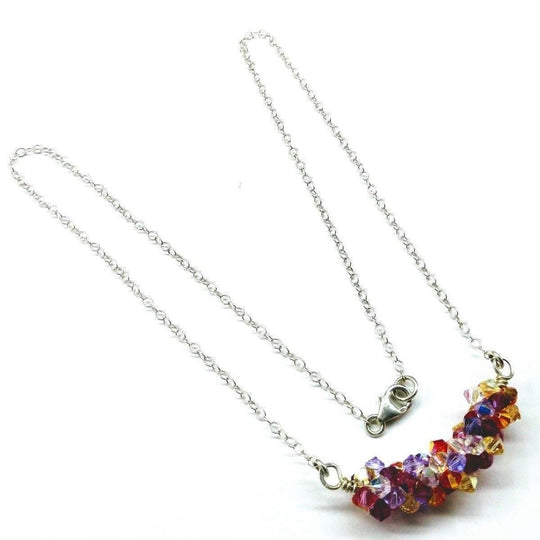 Silver Multi Color Spring Blossom Crystal Necklace - SIR SAVE ALOT