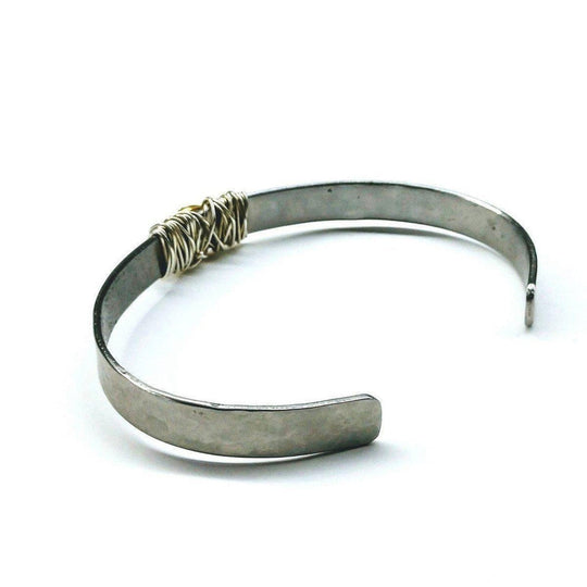 Stainless Steel Love Stamped Gold Druzy Cuff - SIR SAVE ALOT