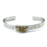 Stainless Steel Love Stamped Gold Druzy Cuff - SIR SAVE ALOT