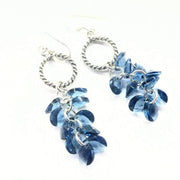 Sterling Silver Denim Blue Crystal Cluster Earrings - SIR SAVE ALOT