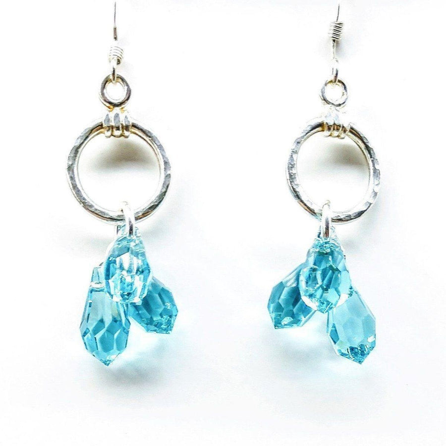 Sterling Silver Aqua Crystal Cascading Drop Earrings - SIR SAVE ALOT