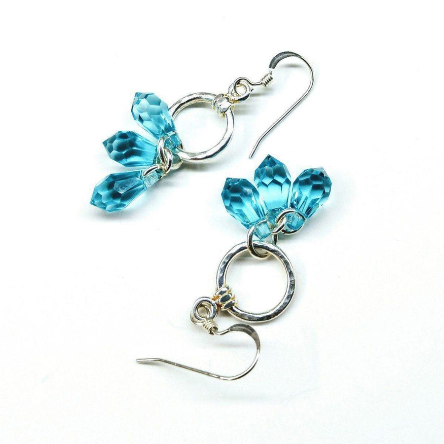 Sterling Silver Aqua Crystal Cascading Drop Earrings - SIR SAVE ALOT