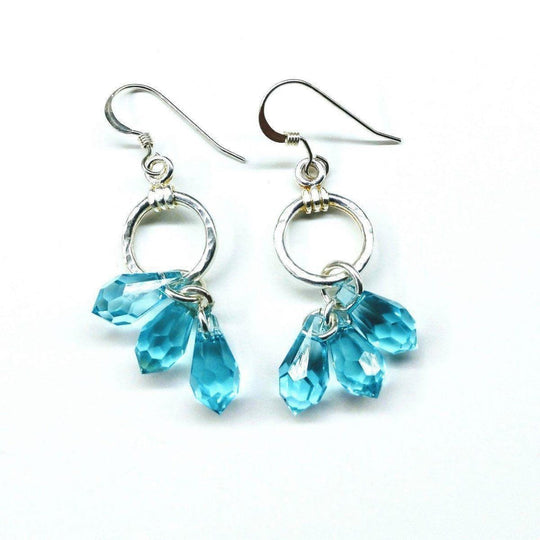 Sterling Silver Aqua Crystal Cascading Drop Earrings - SIR SAVE ALOT