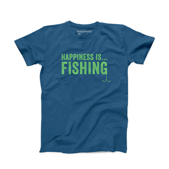 Happiness Fishing Sea Blue T-Shirt - SIR SAVE ALOT