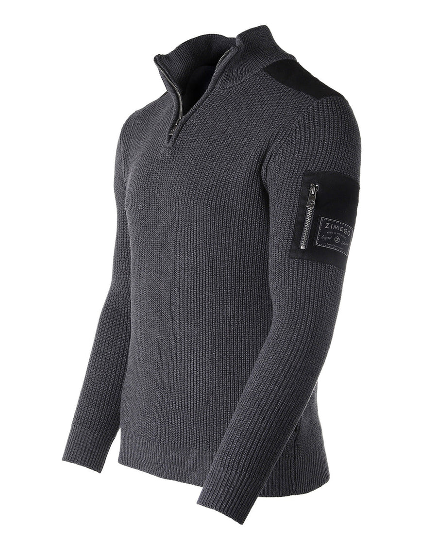 Zimego Long Sleeve Pullover Quarter Zip Sweater - SIR SAVE ALOT